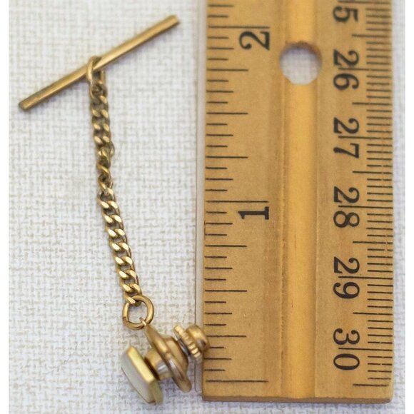 Vintage Minimalist Tie Pin with Chain by Swank - J1 - Picture 3 of 3